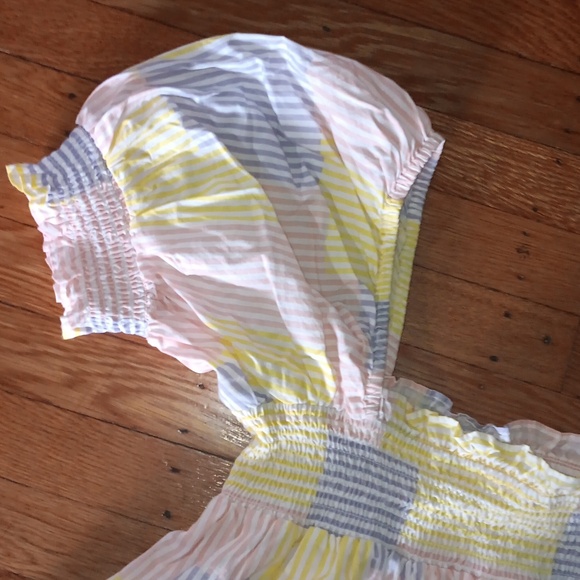 Urban Outfitters Pastel Stripe Smocked Top - Pink, Lavender, Yellow, White - Picture 2 of 3